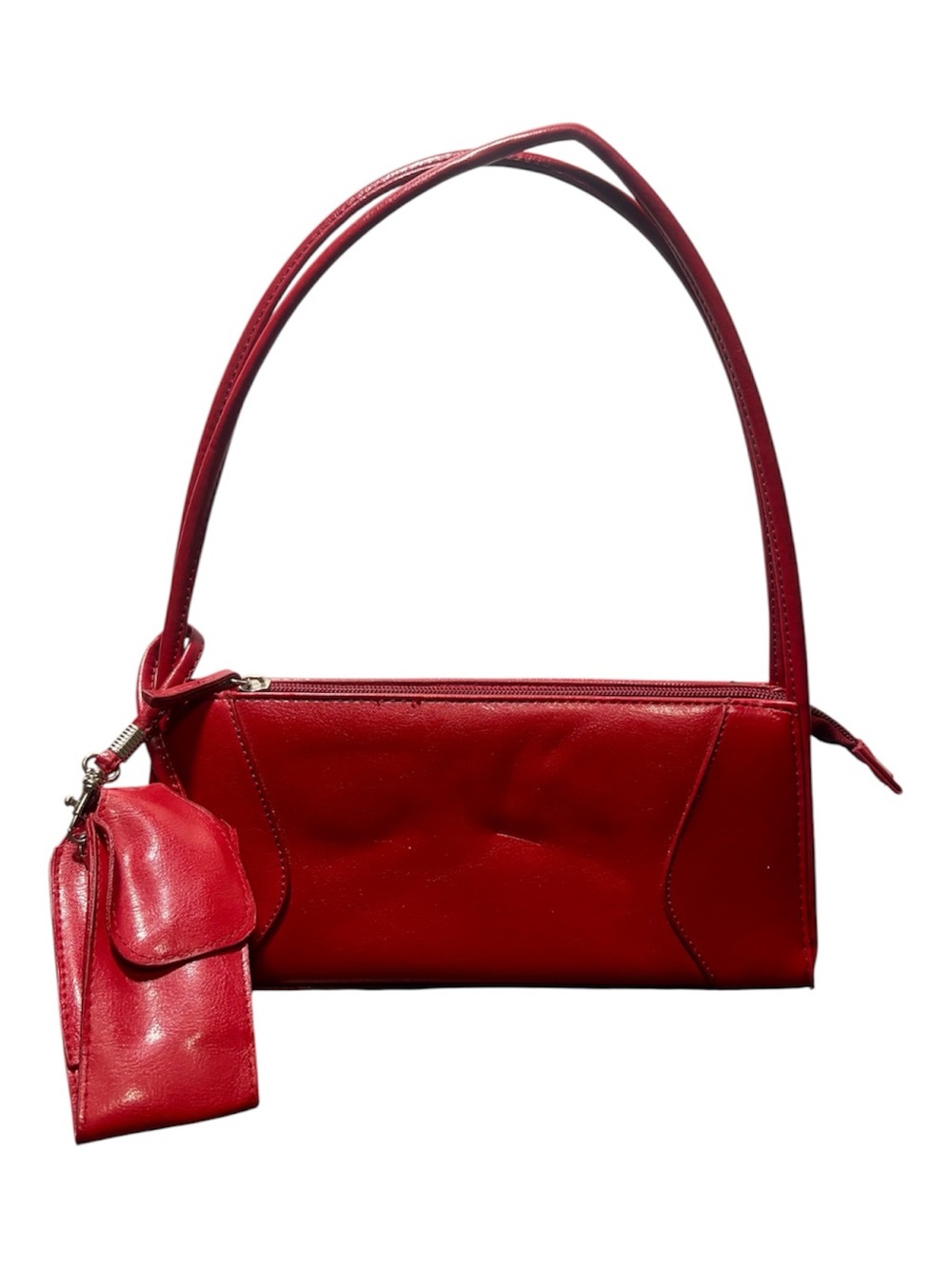 Y2K Red PVC Shoulder Bag with Pouch